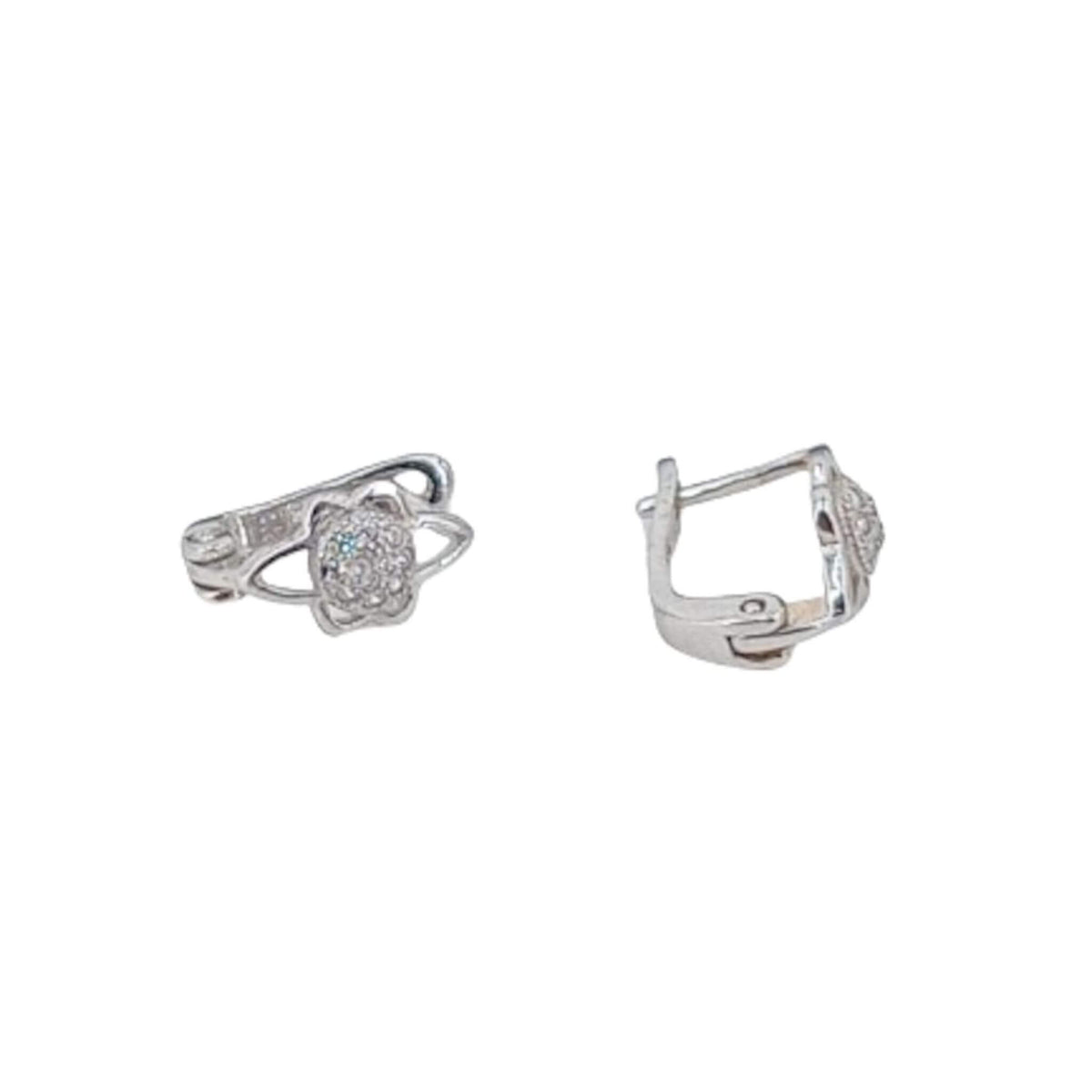 SILVER EARRINGS WITH RHODIUM FINISH, ZIRCONIAS, AND CATALAN CLOSURE