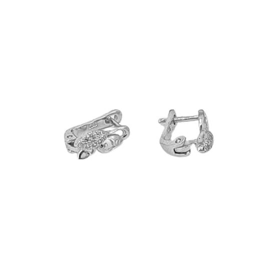 SILVER EARRINGS WITH RHODIUM FINISH, ZIRCONIAS, AND CATALAN CLOSURE