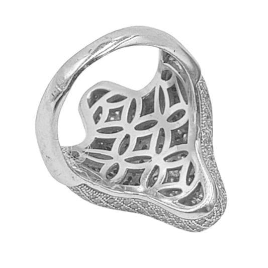 SILVER RING WITH RHODIUM FINISH AND MICRO ZIRCONIAS