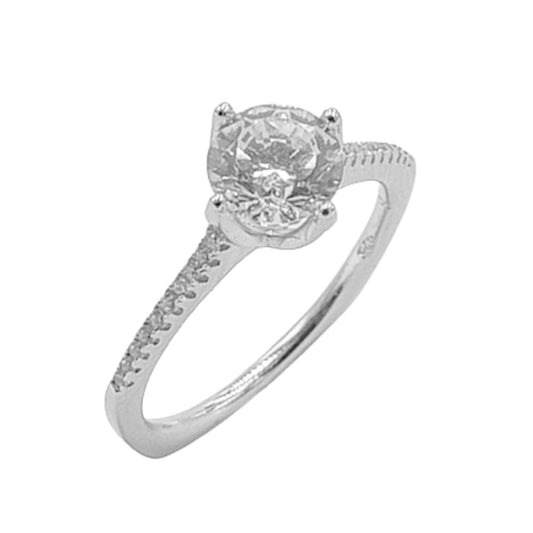 SOLITAIRE SILVER RHODIUM FINISH ZIRCONIAS