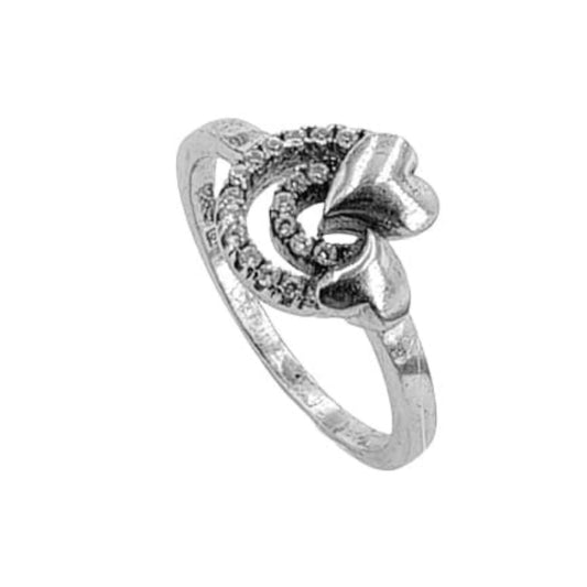 HEART RING SILVER RHODIUM FINISH ZIRCONIAS