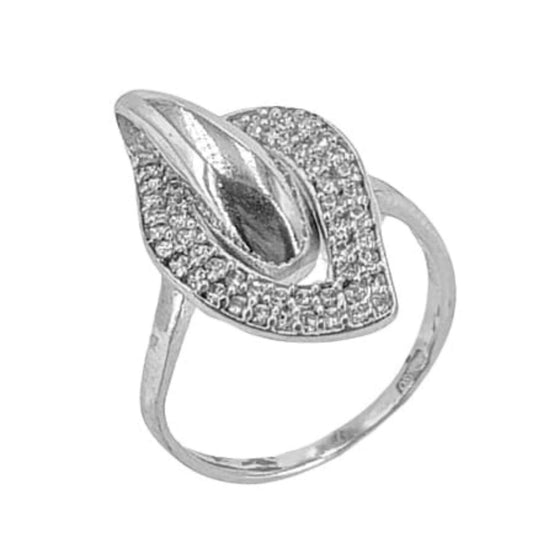 SILVER RING WITH RHODIUM FINISH AND ZIRCONIAS