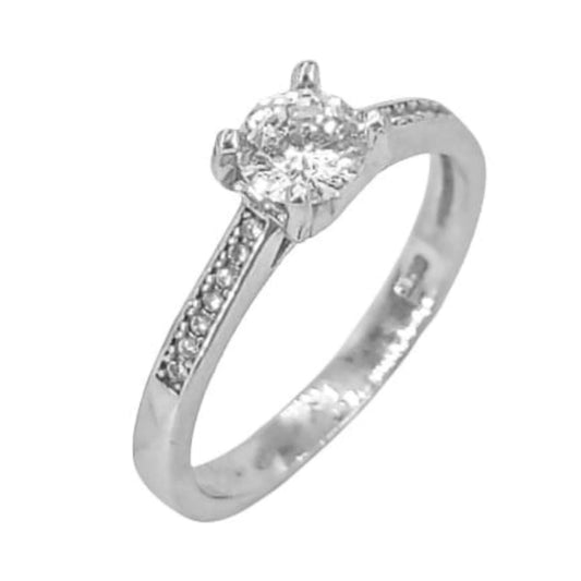 SOLITAIRE SILVER RHODIUM FINISH ZIRCONIAS
