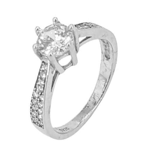 SOLITAIRE SILVER RHODIUM FINISH ZIRCONIAS