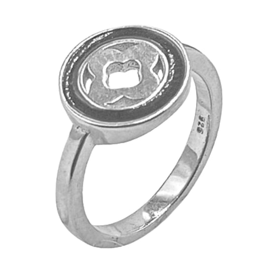 SILVER CROSS RING WITH RHODIUM FINISH AND SMOOTH, SHINE BLACK ENAMEL