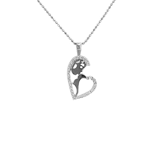 COLGANTE CORAZON PLATA ACABADO RODIO CIRCONITAS