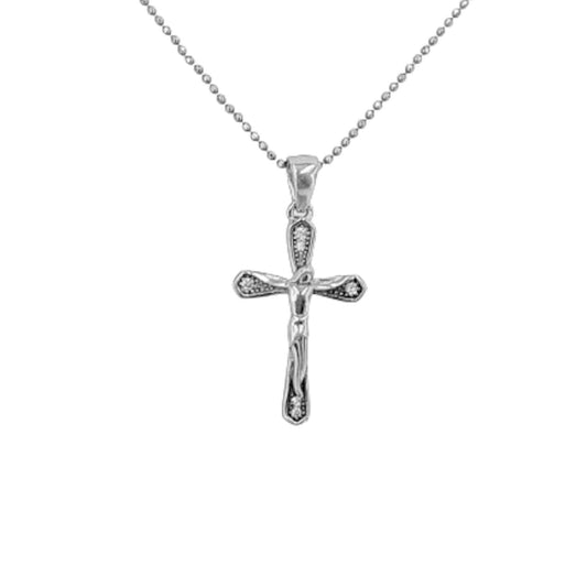CHRIST CROSS RELIEF SILVER RHODIUM FINISH