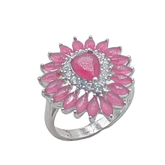 SILVER RING WITH RHODIUM FINISH AND ZIRCONIAS