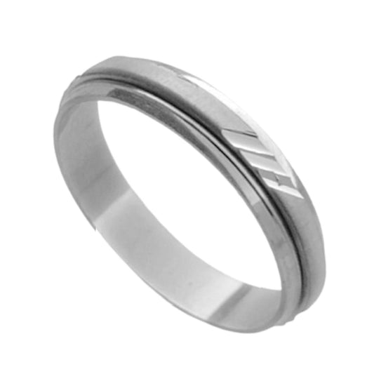SWIVEL WEDDING SILVER RHODIUM FINISH SMOOTH MATTE ENGRAVED POLISH