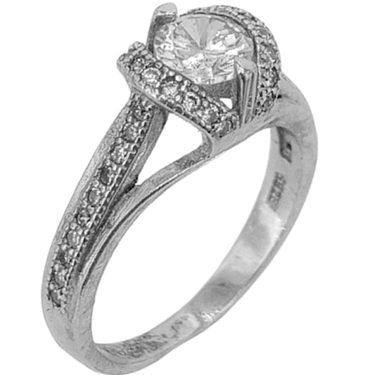 SOLITAIRE SILVER RHODIUM FINISH ZIRCONIAS