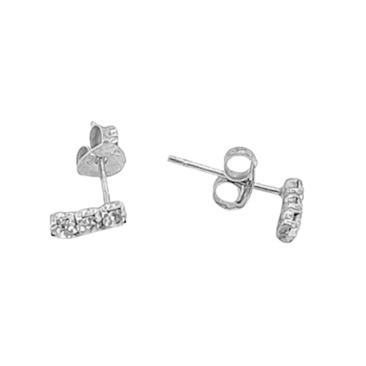 SILVER EARRINGS WITH SILVER FINISH AND ZIRCONIAS, PRESSURE CLOSURE