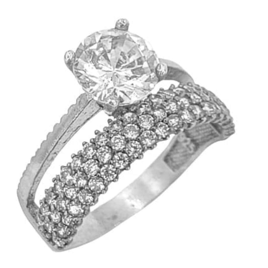 SILVER SOLTAR RING WITH RHODIUM FINISH AND ZIRCONIAS