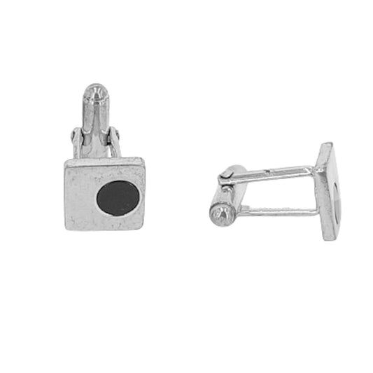 SILVER CUFFLINKS WITH RHODIUM FINISH, SMOOTH SHINE ENAMEL
