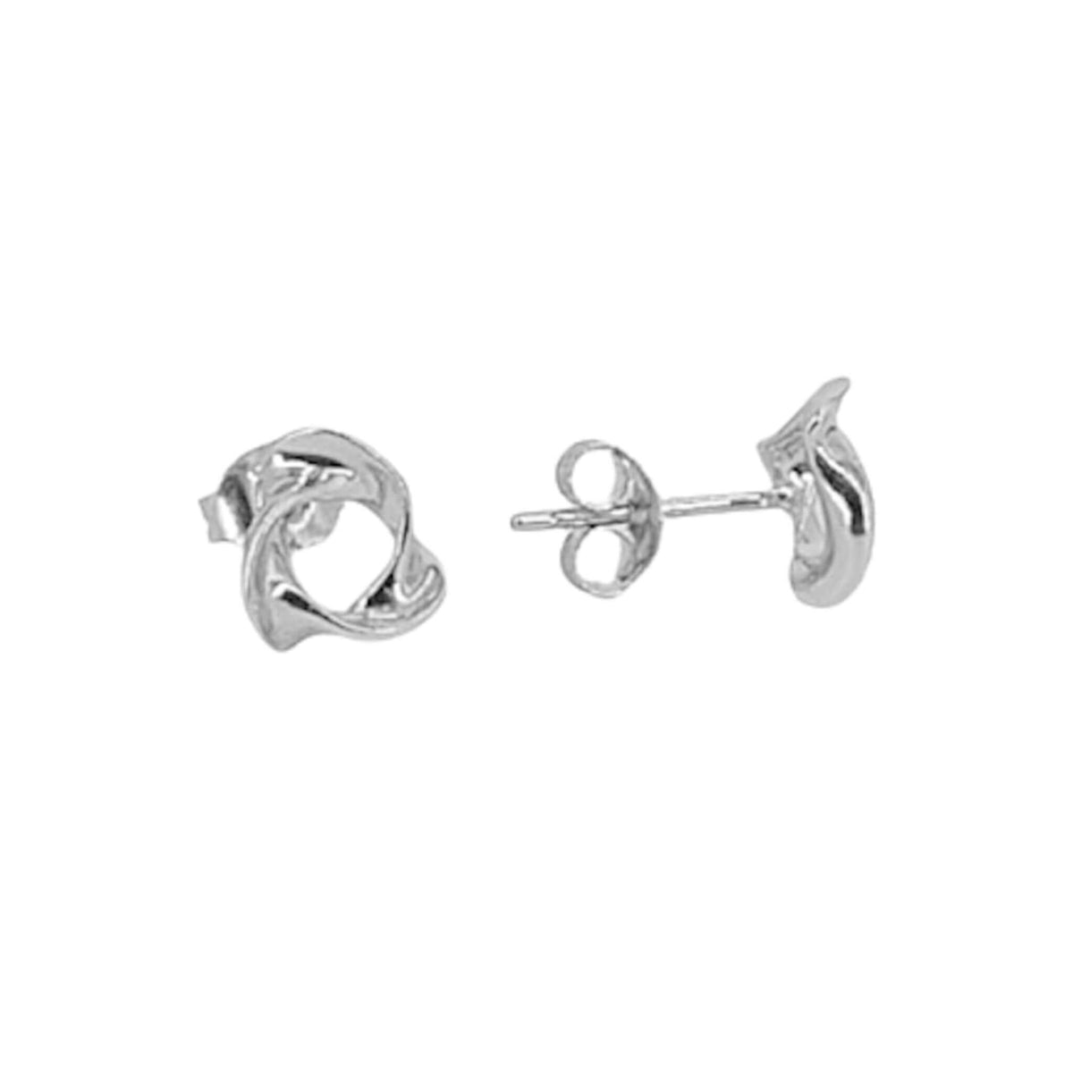 SILVER EARRINGS WITH SMOOTH RHODIUM FINISH AND PUSH BACK CLOSURE