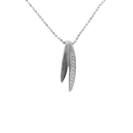 Necklace and Earrings Set, Silver Rhodium Finish, Cubic Zirconia, Push Back Clasp