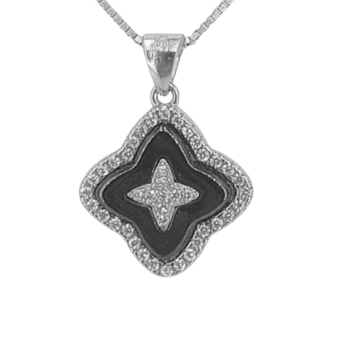 SILVER AND CERAMIC SET: NECKLACE, EARRINGS, RING, RHODIUM FINISH, ZIRCONIAS