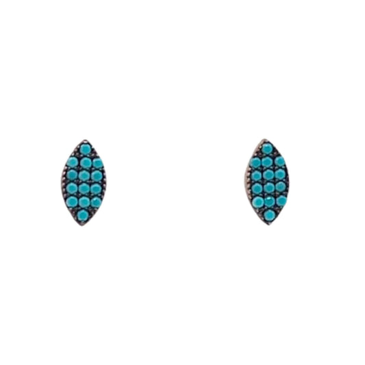 SILVER EARRINGS WITH PINK FINISH AND NATURAL TURQUOISE, PRESSURE CLOSURE