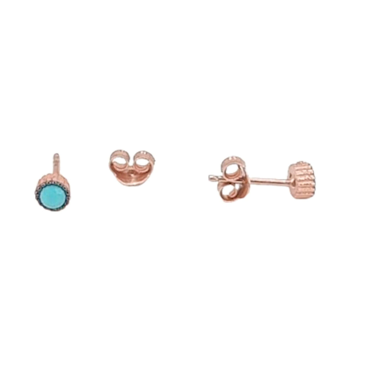 SILVER EARRINGS WITH A NATURAL TURQUOISE PINK FINISH AND PRESSURE CLOSURE