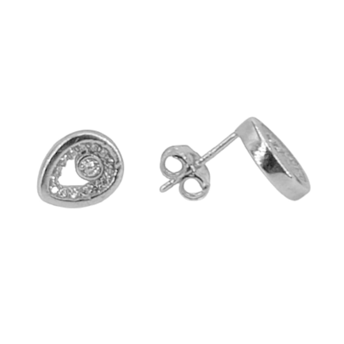 SILVER EARRINGS WITH RHODIUM FINISH AND ZIRCONIAS, PRESSURE CLOSURE