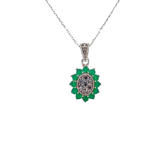 COLGANTE PLATA ACABADO PLATEADO PIEDRAS NATURALES VINTAGE