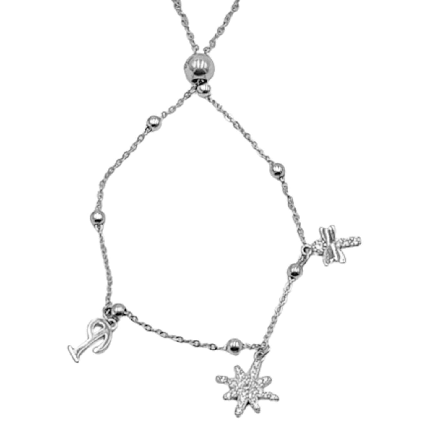 PULSERA PLATA ACBADO RODIO COLGANTES CIRCONITAS