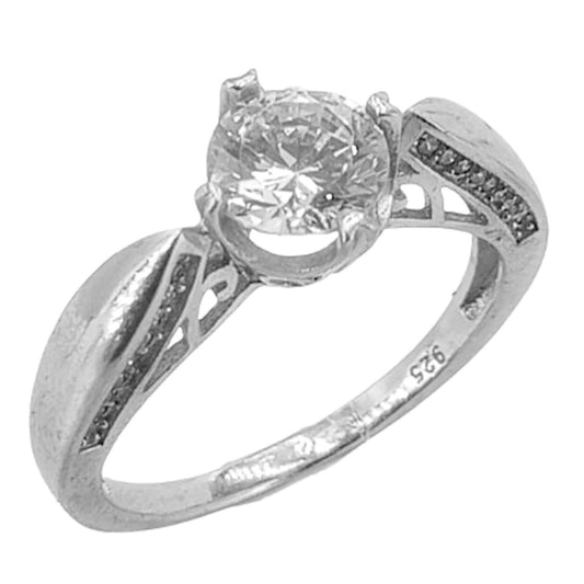 SOLITAIRE SILVER RHODIUM FINISH ZIRCONIA