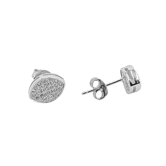 SILVER EARRINGS WITH RHODIUM FINISH AND ZIRCONIAS, PRESSURE CLOSURE