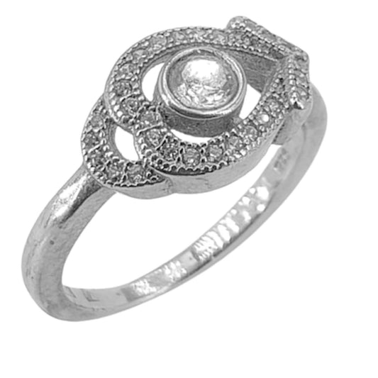 SILVER RING WITH RHODIUM FINISH AND ZIRCONIAS