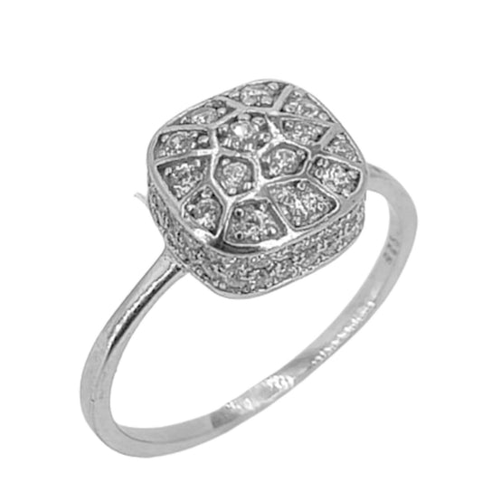 SILVER RING FINISHED IN RHODIUM AND ZIRCONIAS
