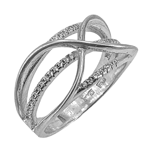 SILVER RING WITH RHODIUM FINISH AND ZIRCONIAS