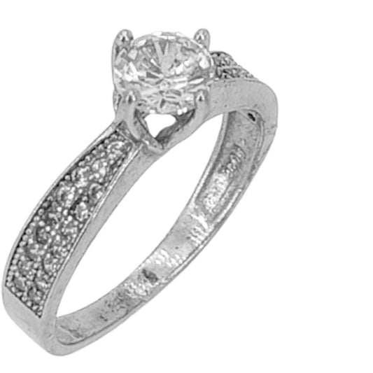 SILVER SOLITAIRE FINISHED IN RHODIUM AND ZIRCONIAS