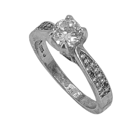 SILVER SOLITAIRE FINISHED IN RHODIUM AND ZIRCONIAS