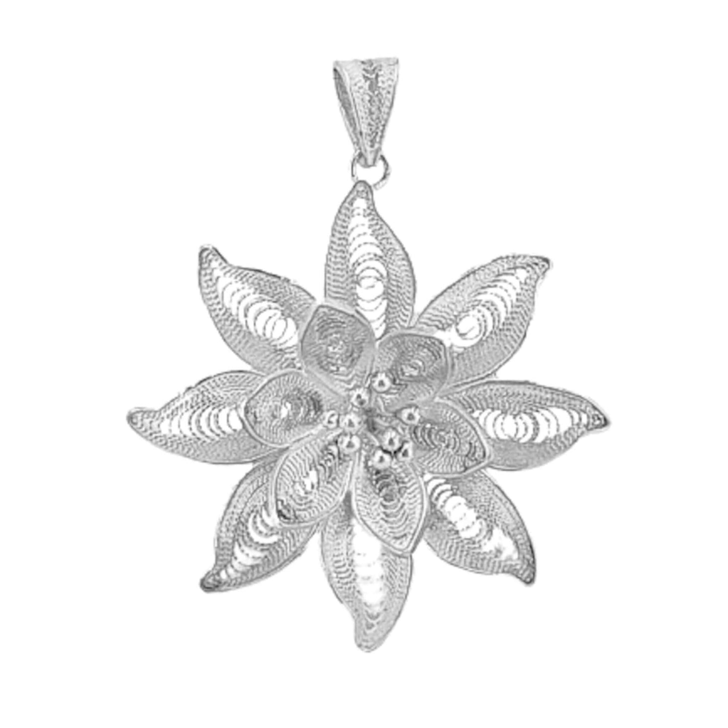 COLGANTE FLOR PLATA ACABADO PLATEADO CALADO LABRADO