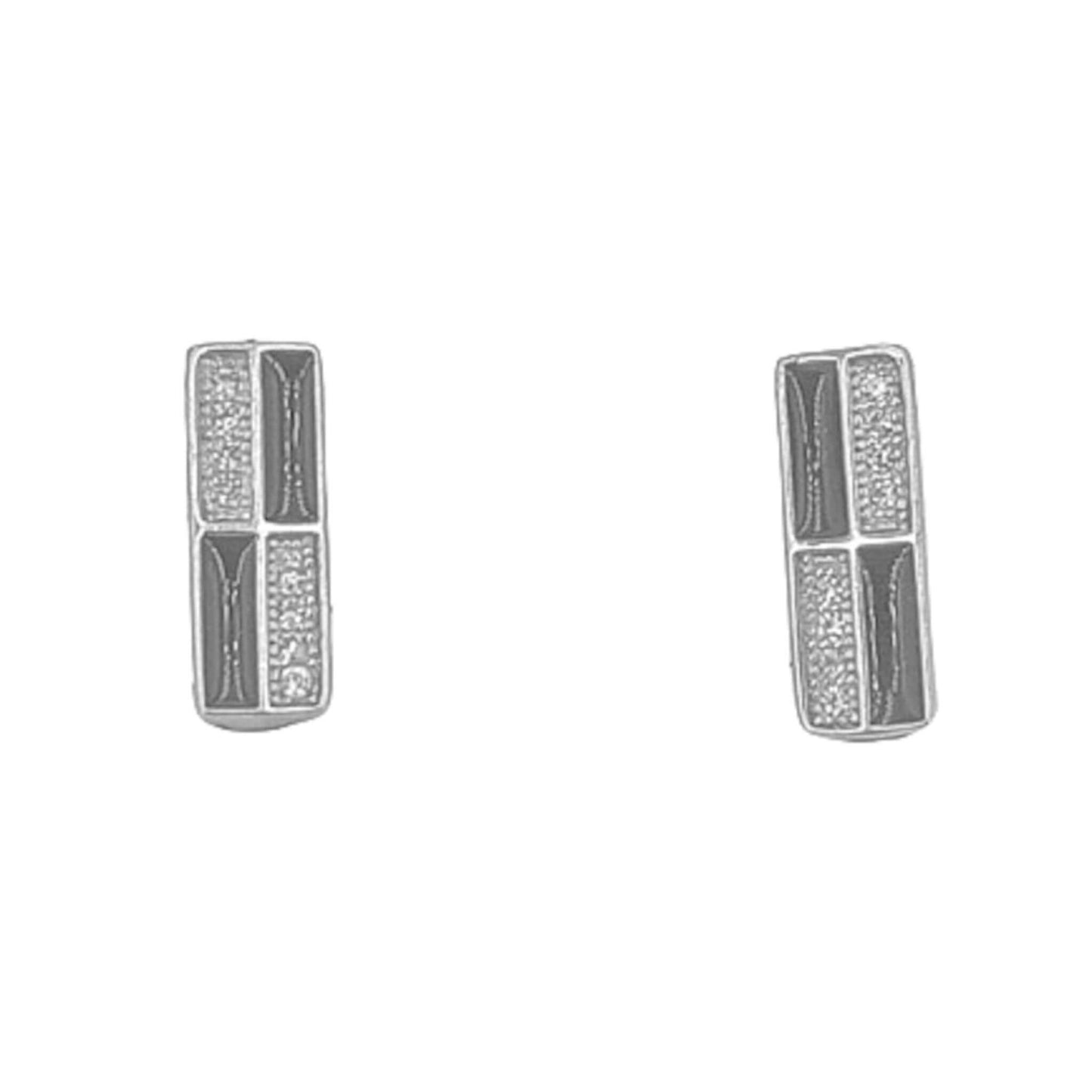 PENDIENTES PLATA ACABADO RODIO ESMALTE CIRCONITAS CIERRE CATALAN