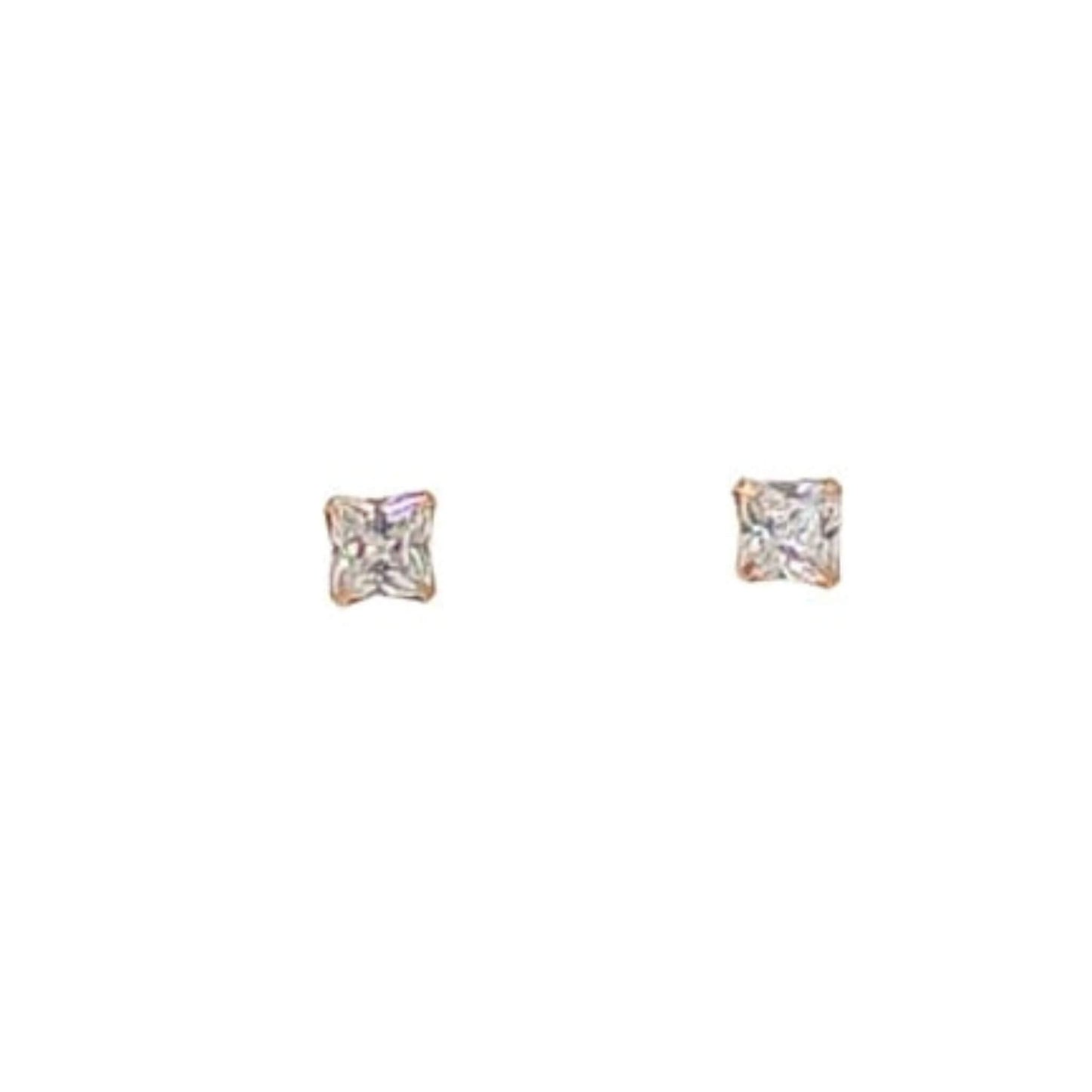 PENDIENTES SOLITARIO PLATA ACABADO ROSA CIERRE PRESION