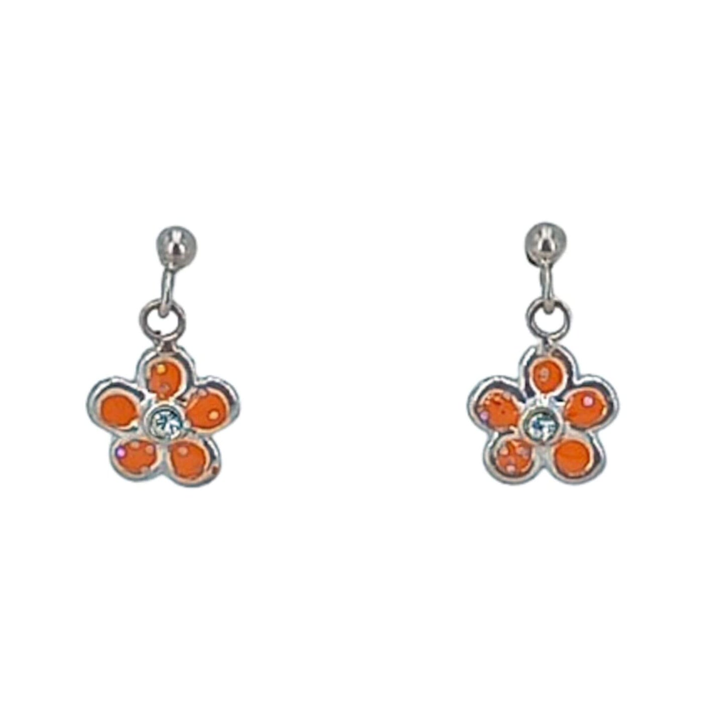 PENDIENTES PLATA ESMALTE ACABADO PLATEADO CIRCONITA CIERRE PRESION