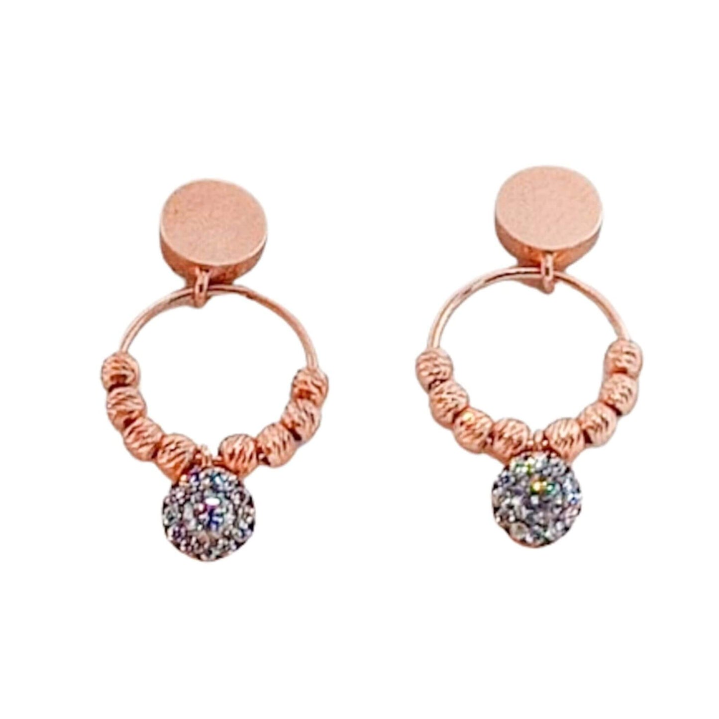 PENDIENTES PLATA ACABADO ROSA CIRCONITAS CIERRE PRESION