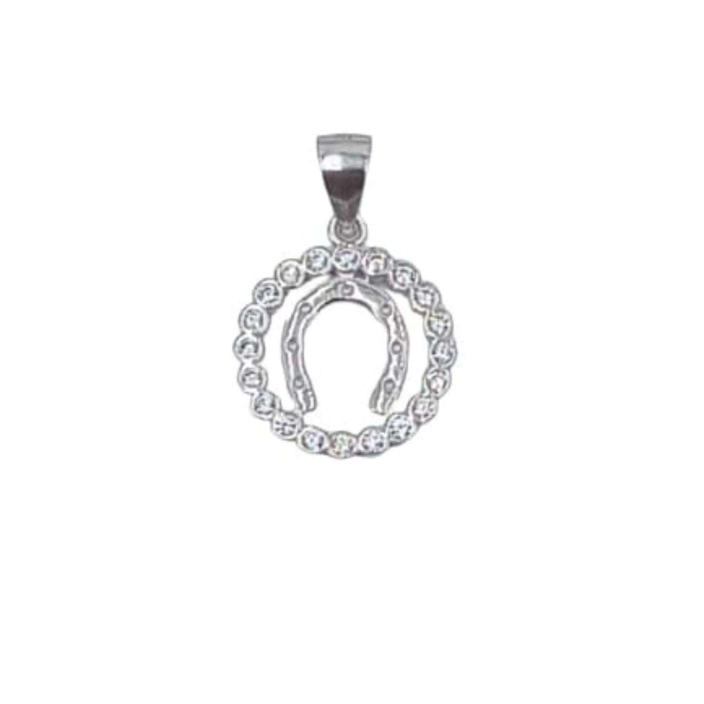 COLGANTE HERRADURA PLATA ACABDO RODIO CIRCONITAS