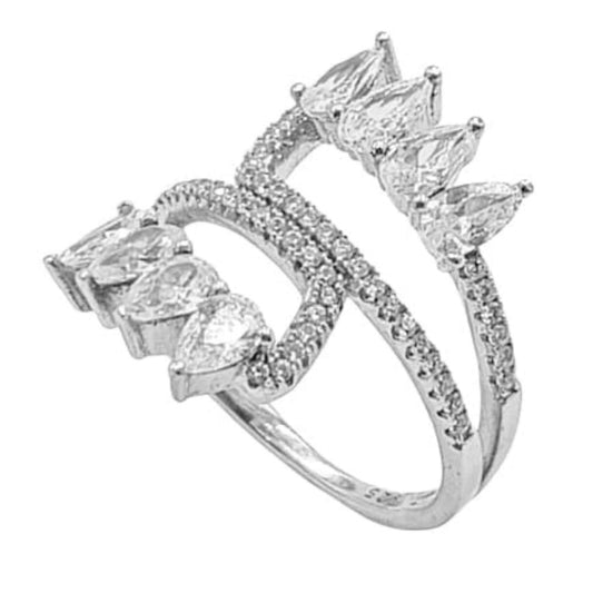 SILVER RING WITH RHODIUM FINISH AND ZIRCONIAS