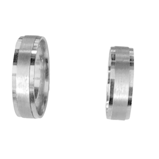 SILVER WEDDING RING WITH MATTE RHODIUM FINISH AND SHINE