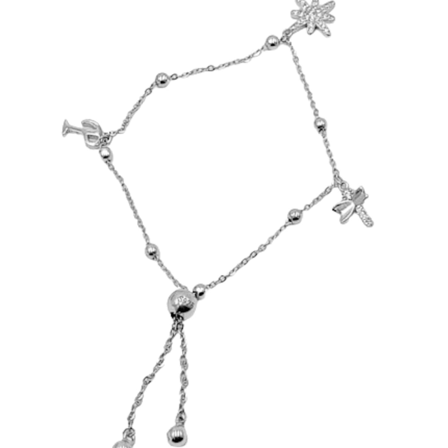 PULSERA PLATA ACBADO RODIO COLGANTES CIRCONITAS