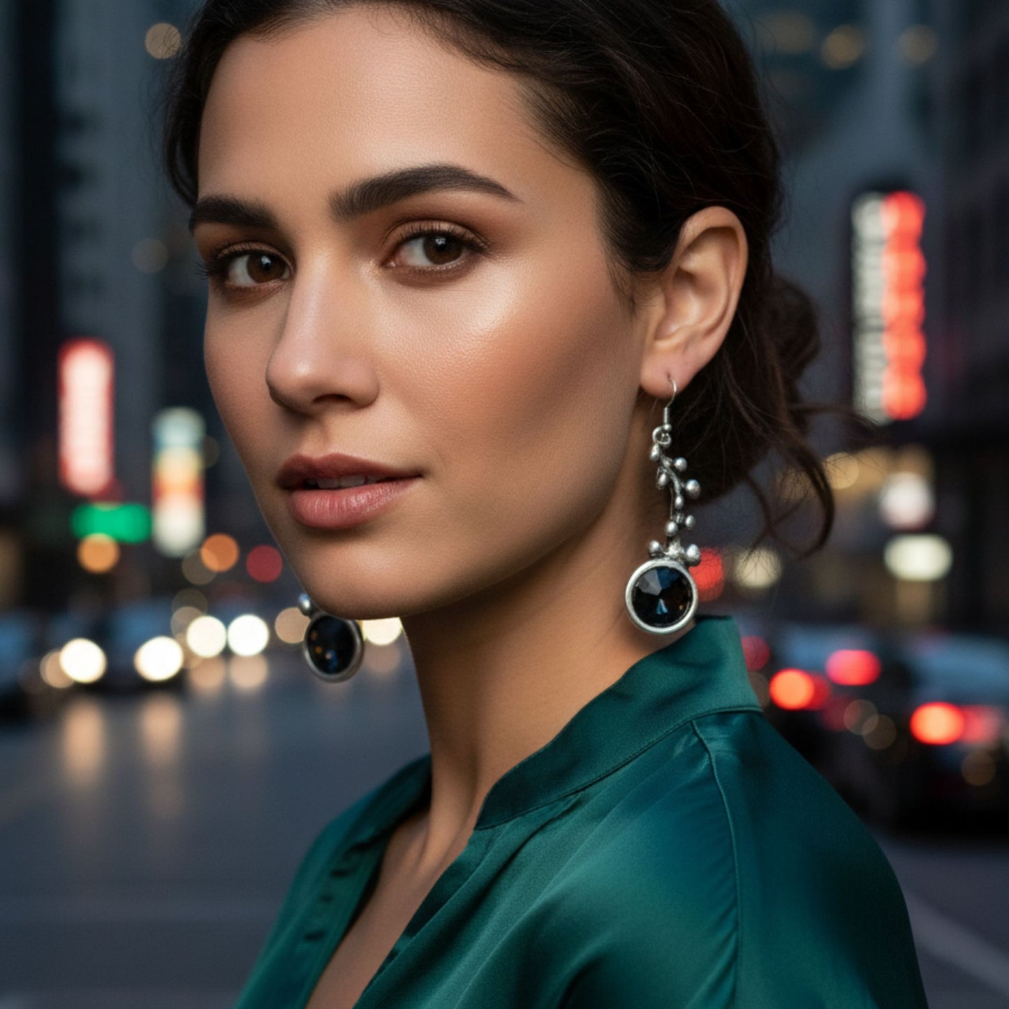 PENDIENTES LARGOS ZAMAK CON CIRCONITAS REDONDAS