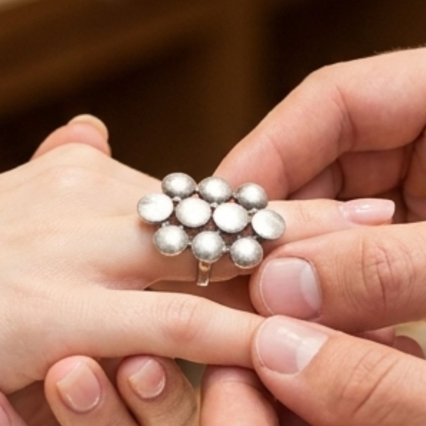 Anillo Zamak Volumen Plateado Hipoalergénico