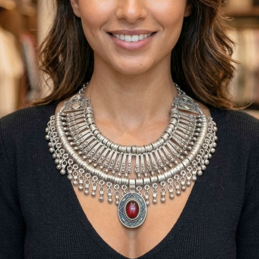 Collar Gargantilla Volumen Zamak Plateado | Joyería Osnor