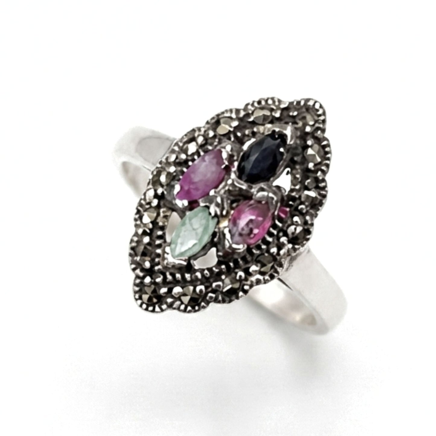 Anillo Marquesa Plata y Bronce con Piedras Naturales | Joyería Osnor