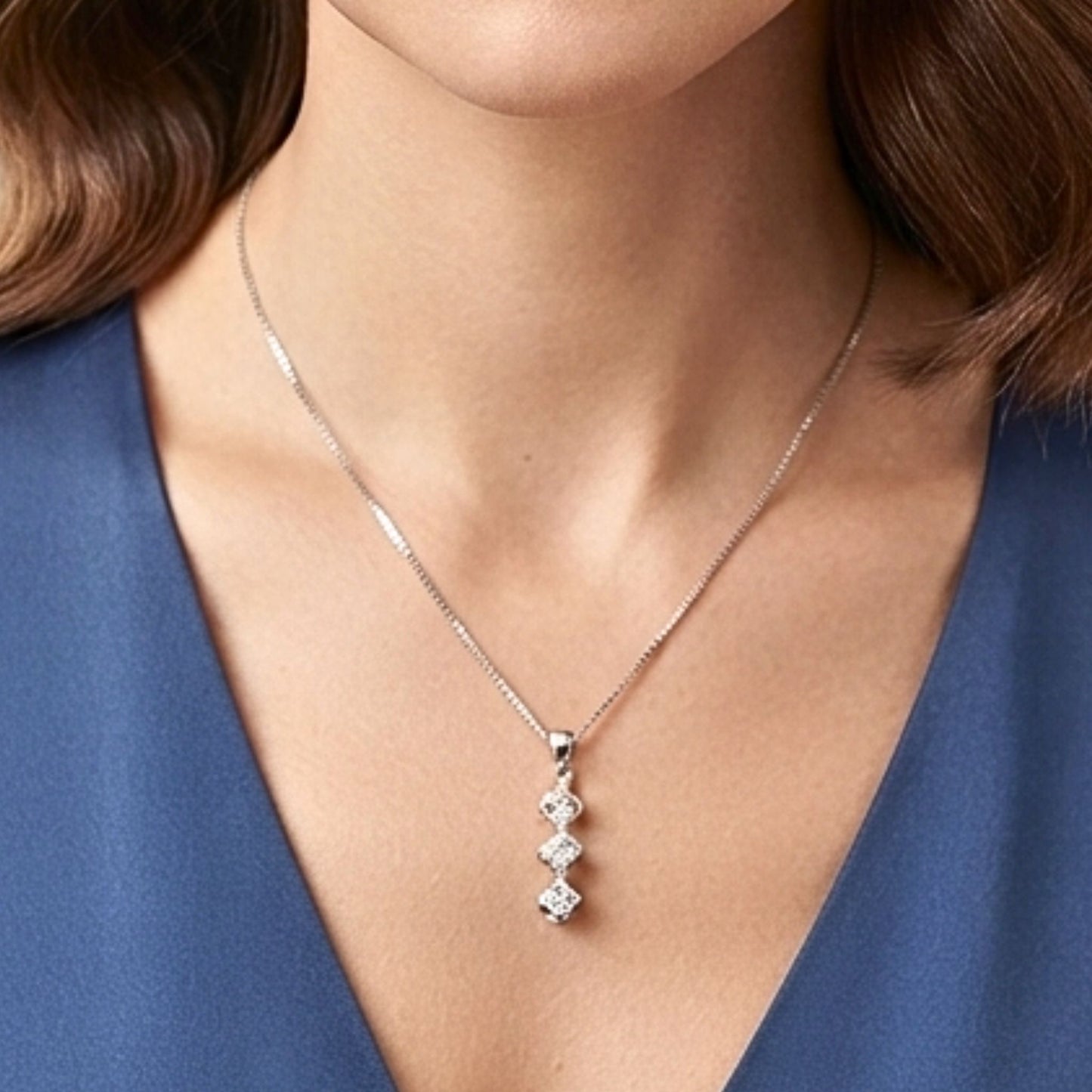 Collar Gargantilla Plata con Rodio y Circonitas Blancas | Joyería Osnor