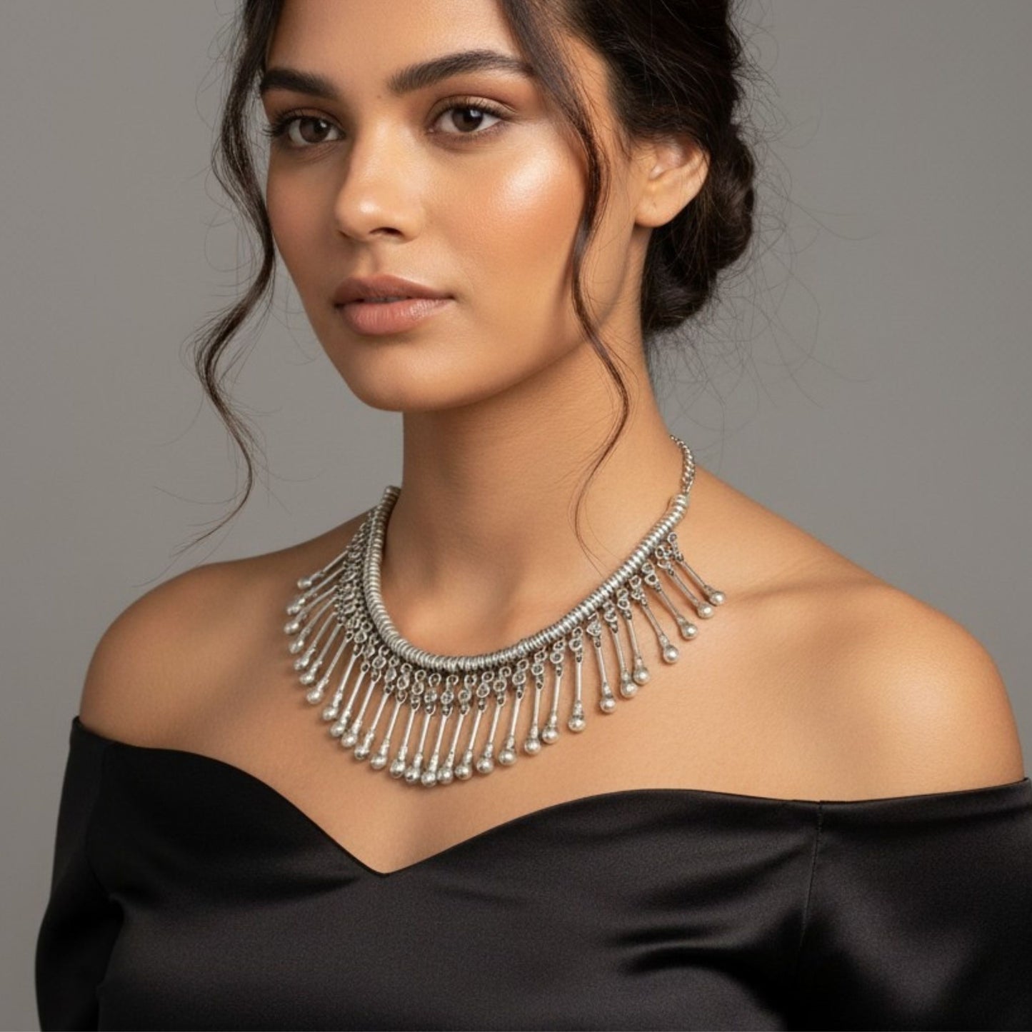 Zamak Fringe Necklace - Elegant Waterfall Design