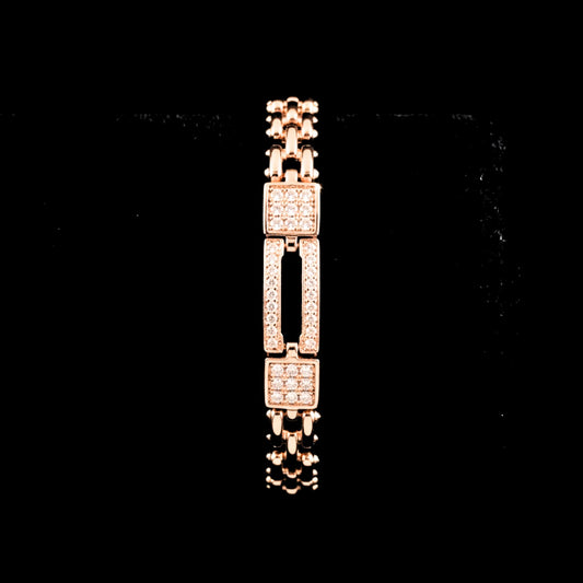 Pulsera Eslabones Circonitas Oro Rosa Acero Chapado