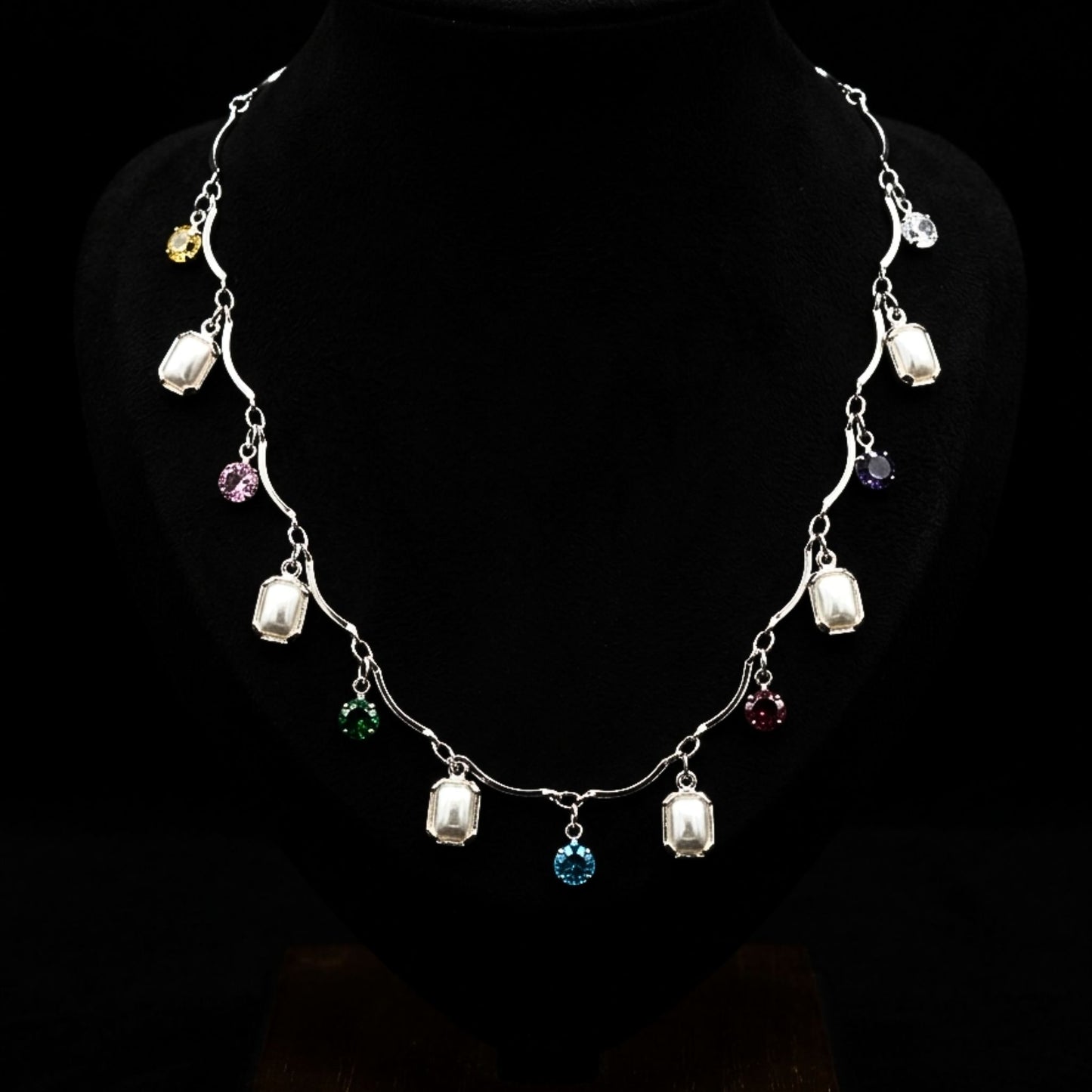 Gargantilla Tuttifruti – Perlas y Circonitas de Colores Acero Plateado