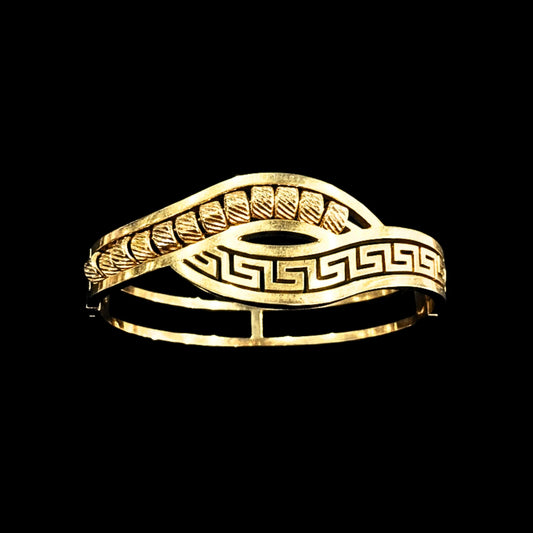 Brazalete Rígido Calado Chapado Oro 18K Acero Inoxidable Unisex